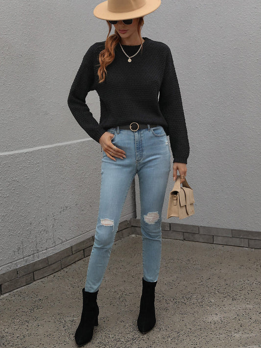 CAUGHT KNIT TOP - BLACK