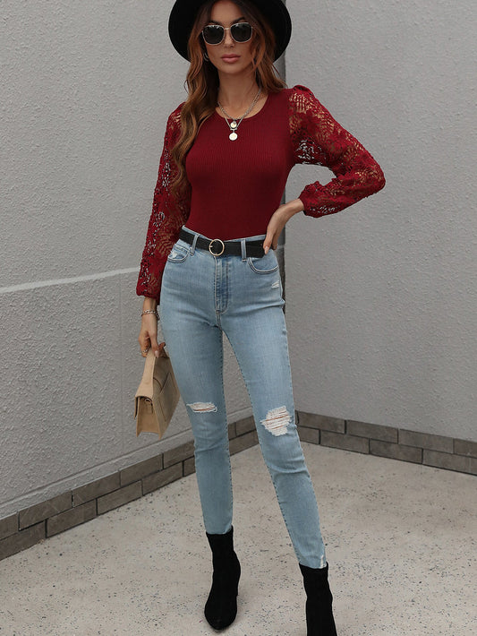 TAYLA KNIT TOP - CLARET