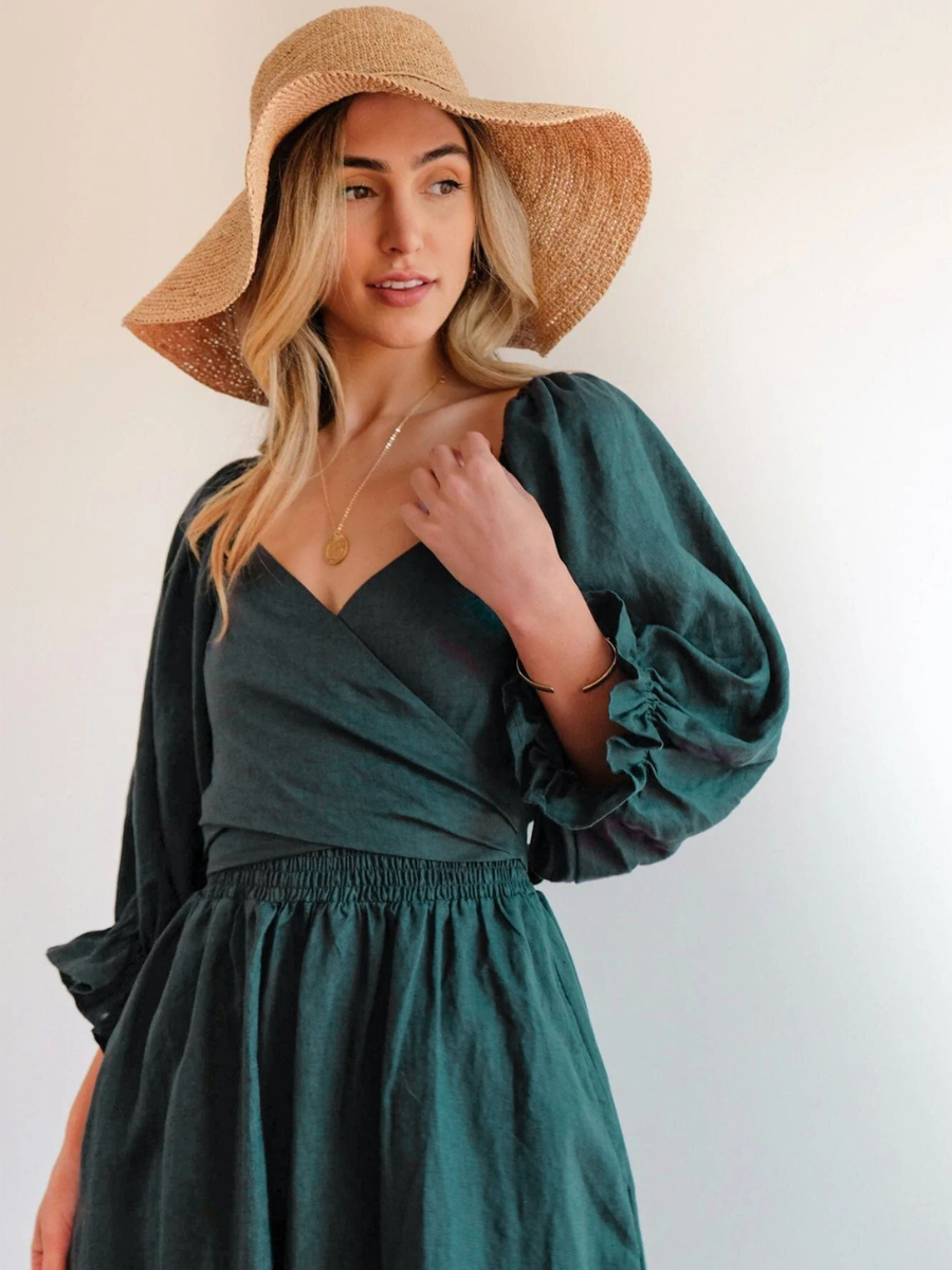 CALL IT LOVE TWO WAY TIERED MIDI DRESS - GREEN