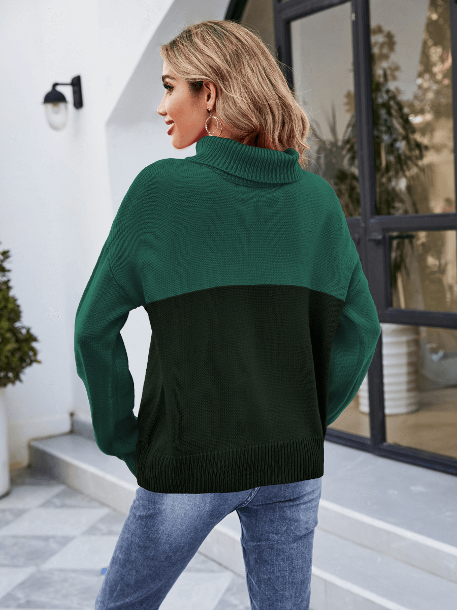 Denver Mock Neck Contrast Knit Sweater