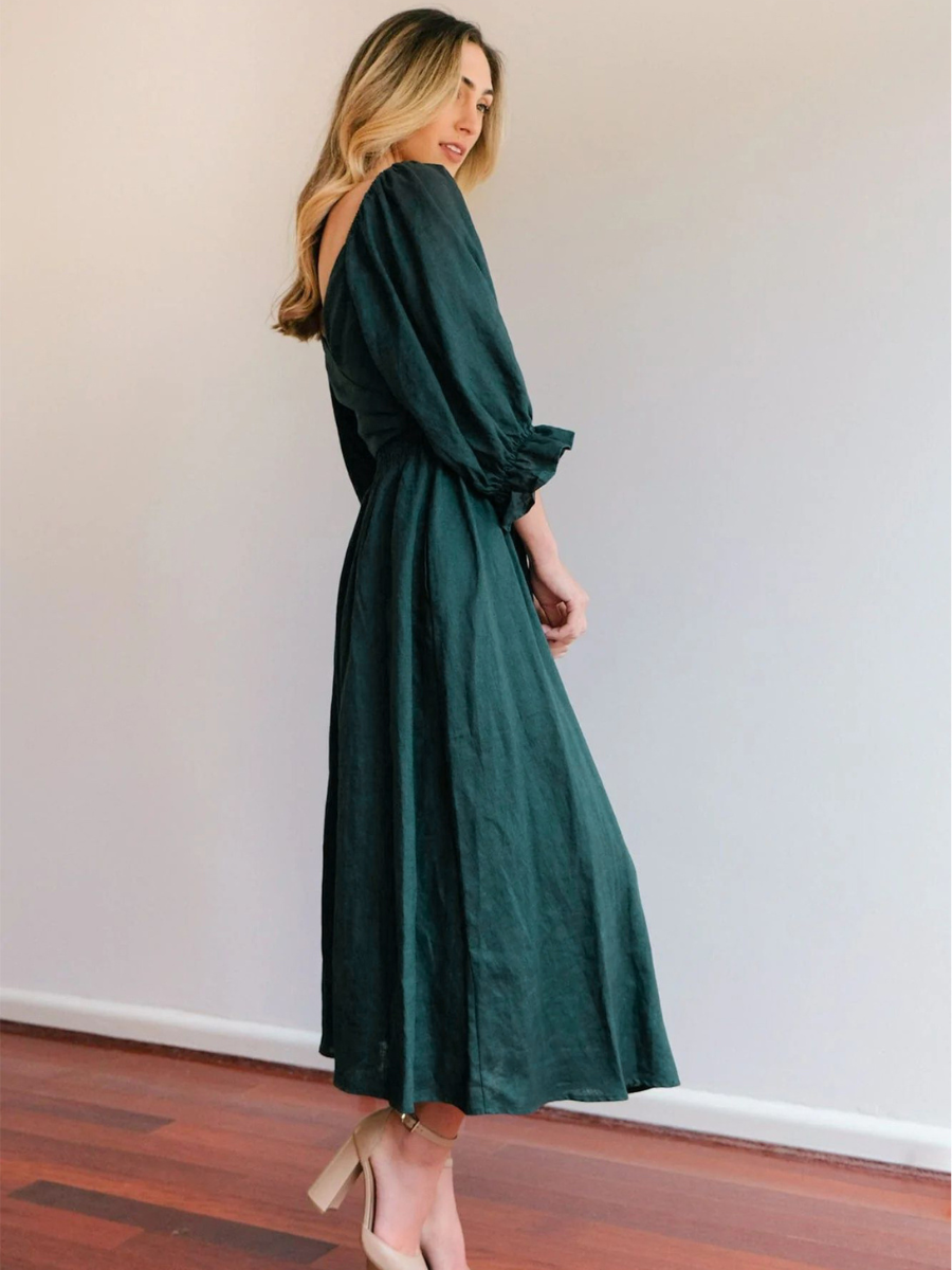 CALL IT LOVE TWO WAY TIERED MIDI DRESS - GREEN
