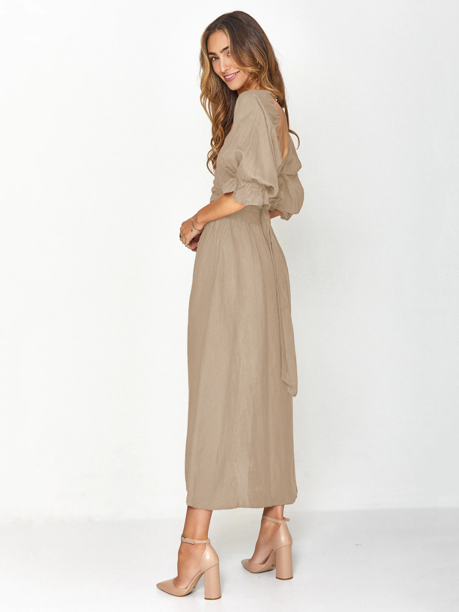 SUNSET SANDS TWO WAY WEARABLE MIDI DRESS - NEUTRAL