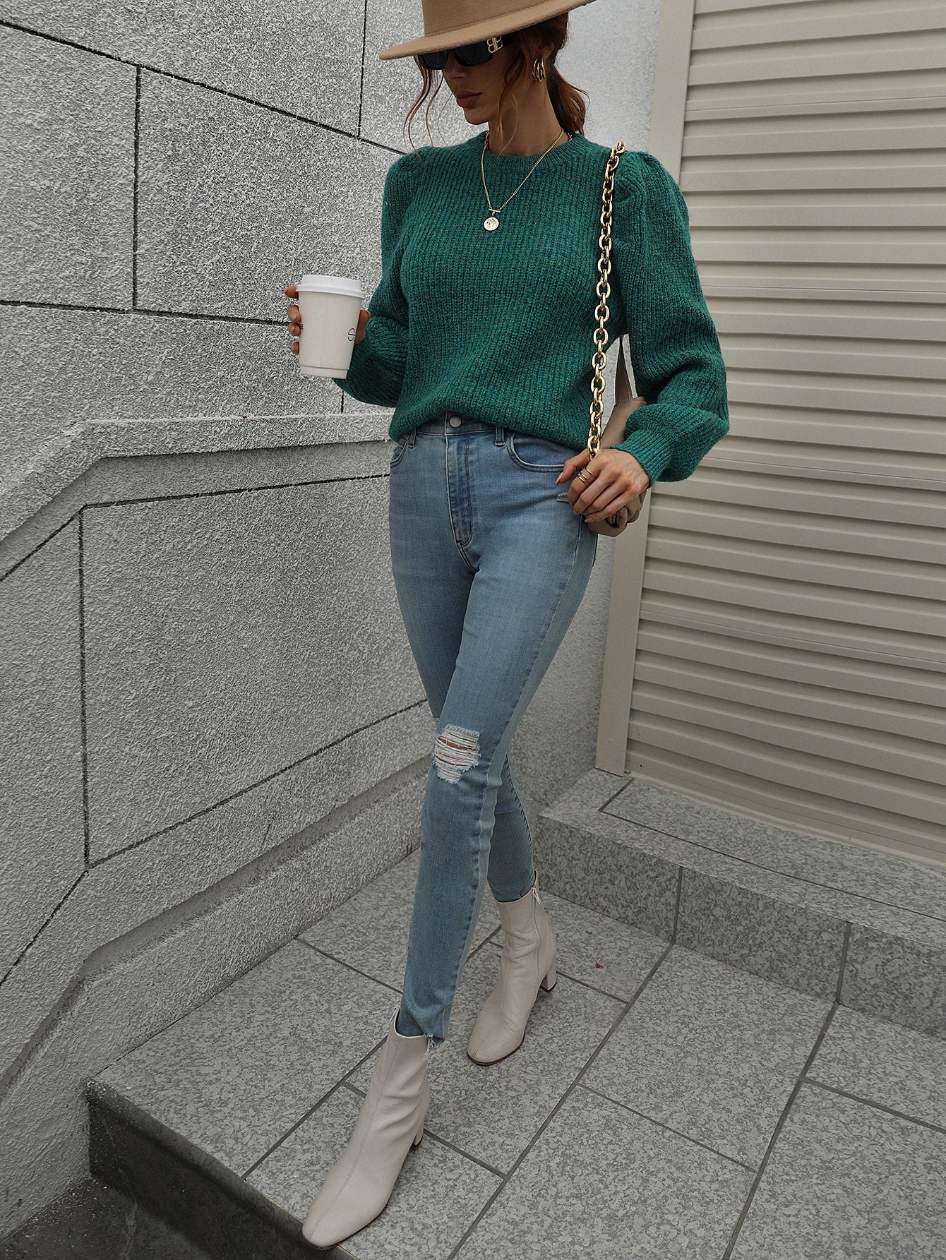 HARVIE KNIT TOP - RACING GREEN