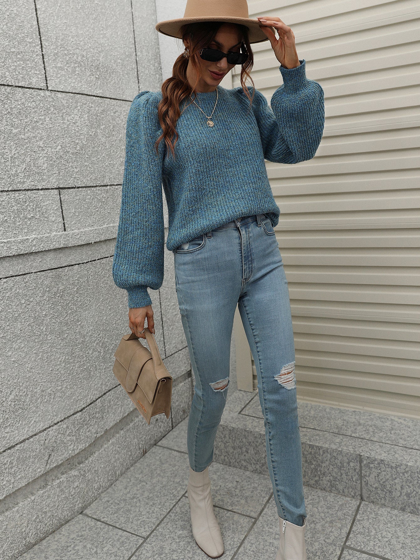 HARVIE KNIT TOP - YALE BLUE