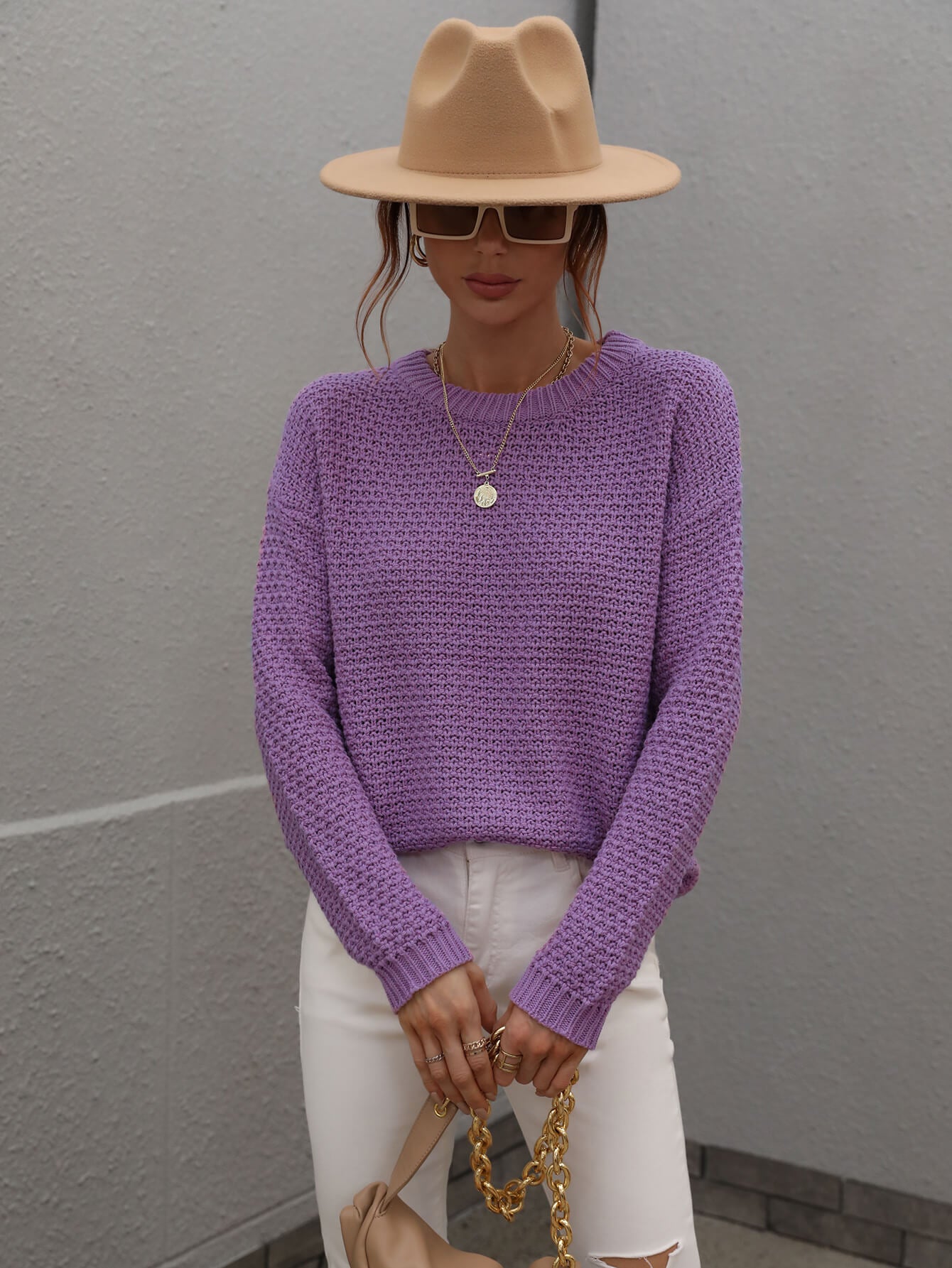 CAUGHT KNIT TOP - PURPLE