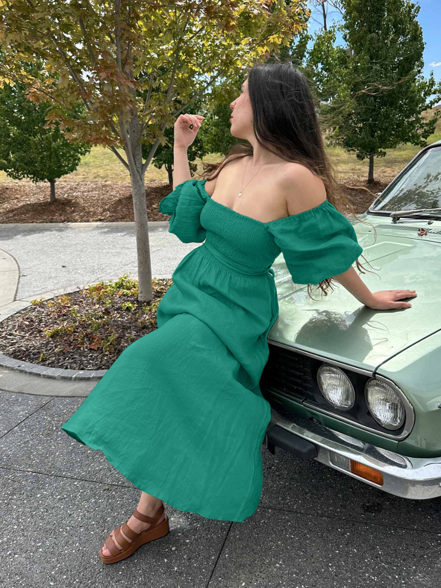 SUNSET SANDS TWO WAY WEARABLE MIDI DRESS - TEAL