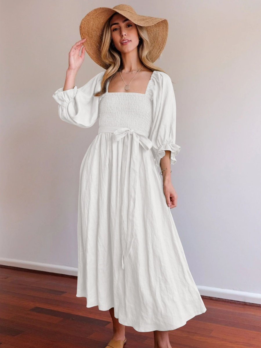 CALL IT LOVE TWO WAY TIERED MIDI DRESS - WHITE