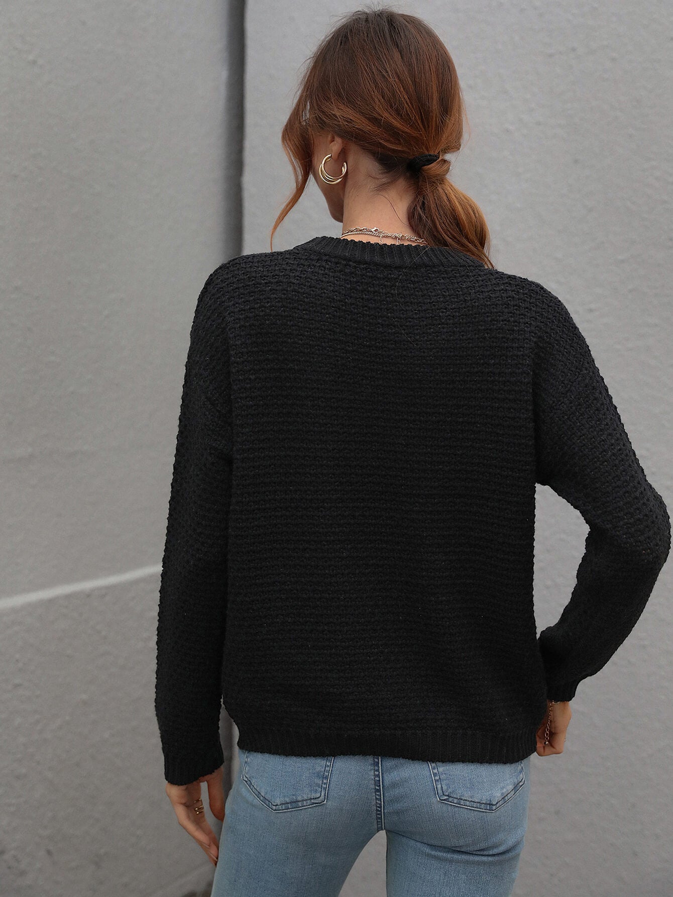 CAUGHT KNIT TOP - BLACK
