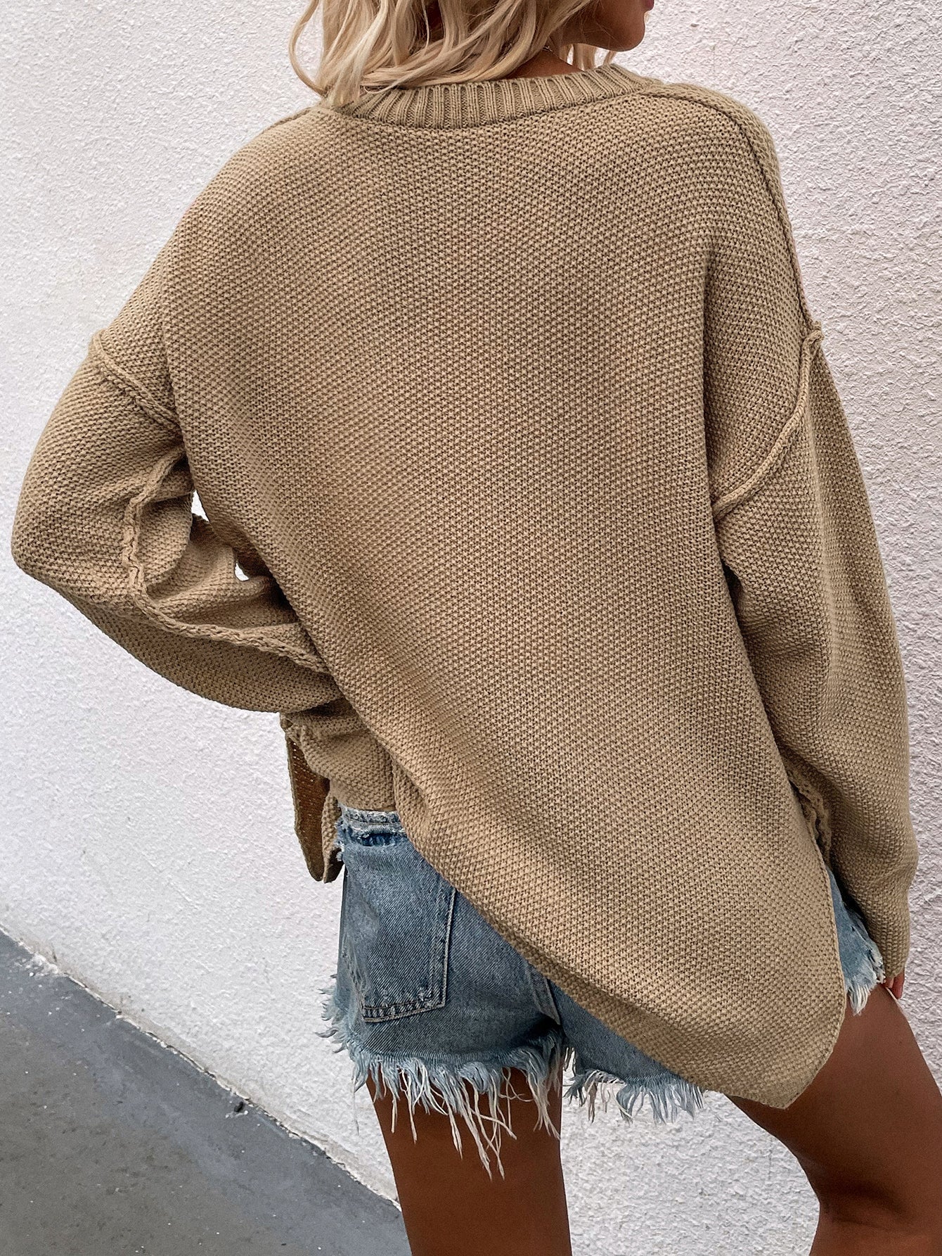 ADYN COLLARED BUTTON DOWN KNIT SWEATER - KHAKI