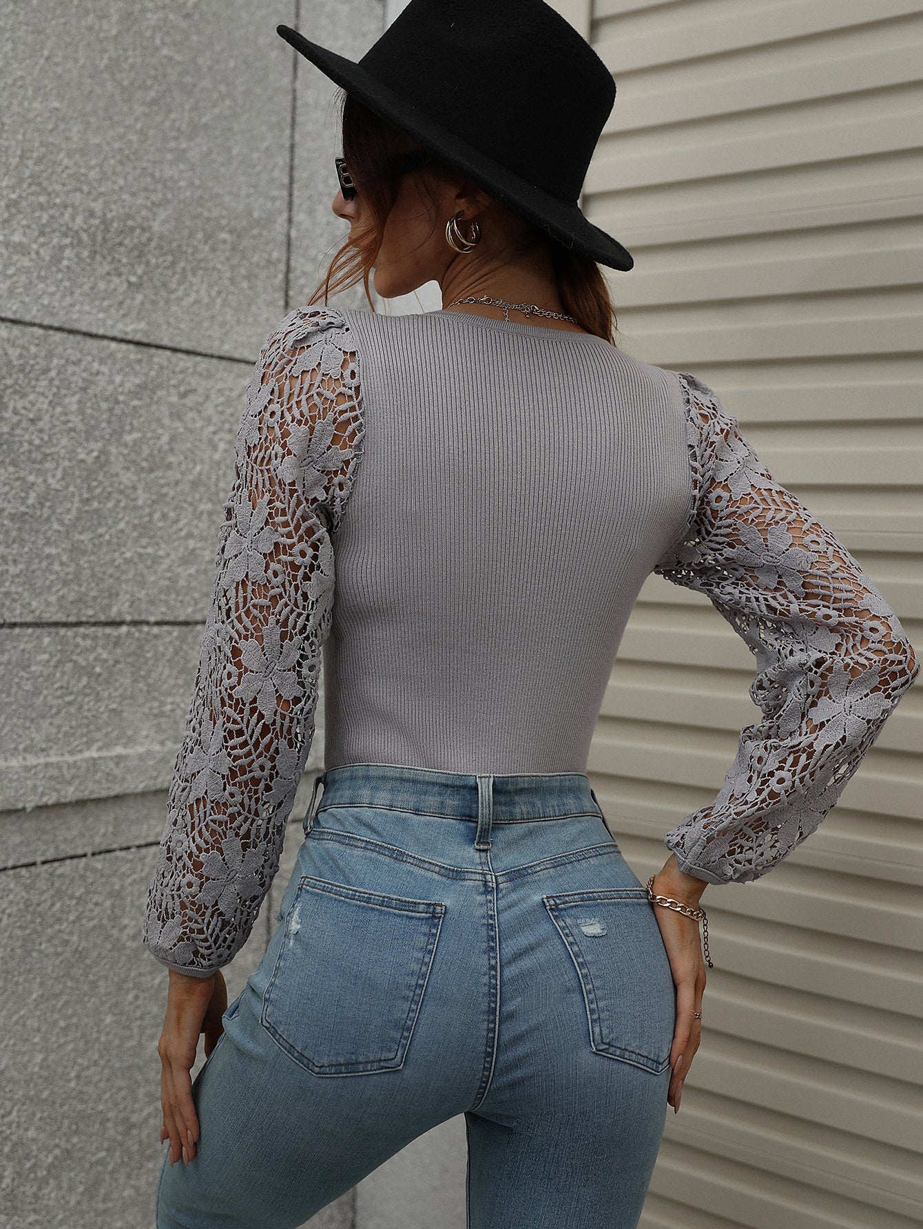 TAYLA KNIT TOP - GREY