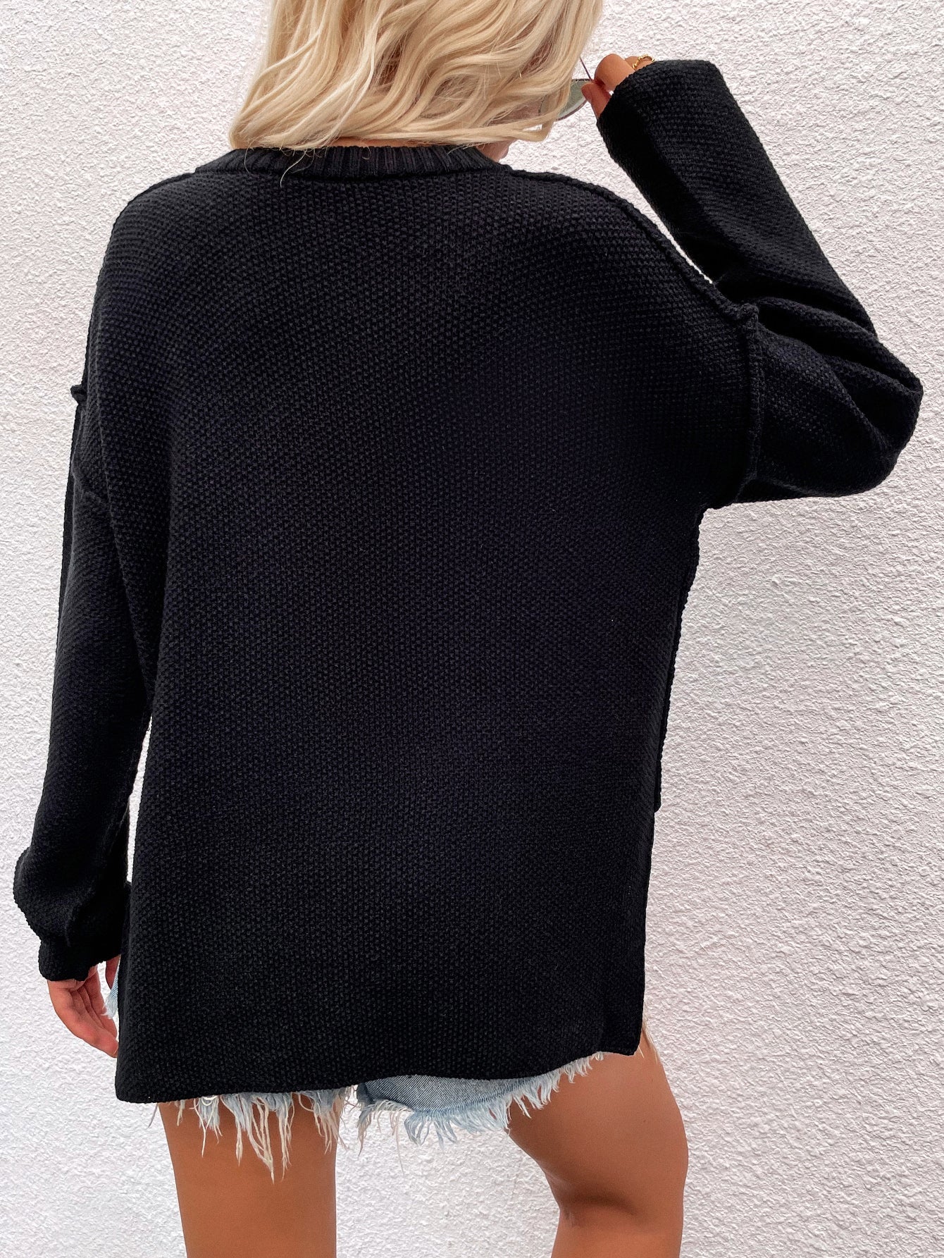 ADYN COLLARED BUTTON DOWN KNIT SWEATER - BLACK
