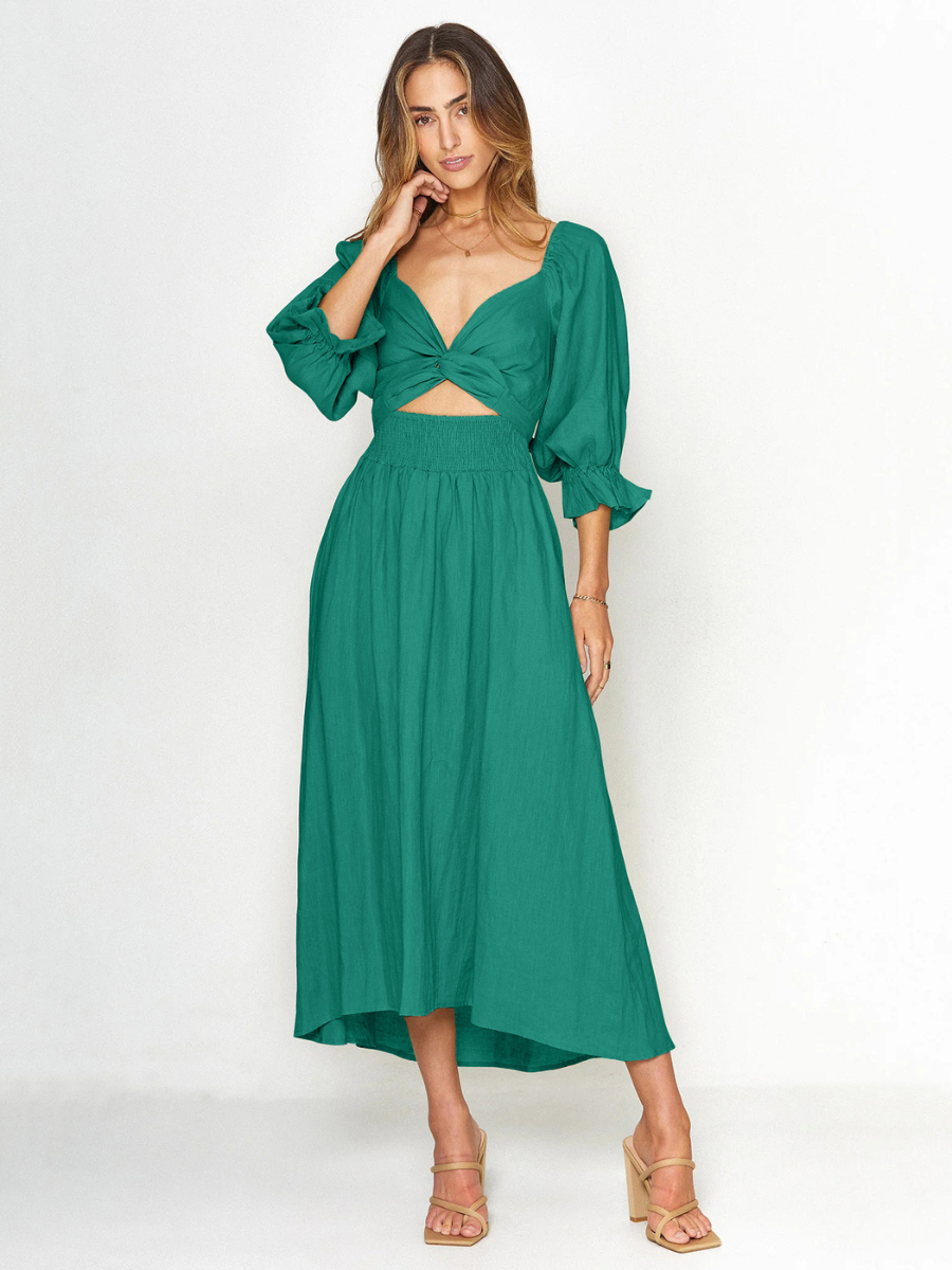 SUNSET SANDS TWO WAY WEARABLE MIDI DRESS - TEAL