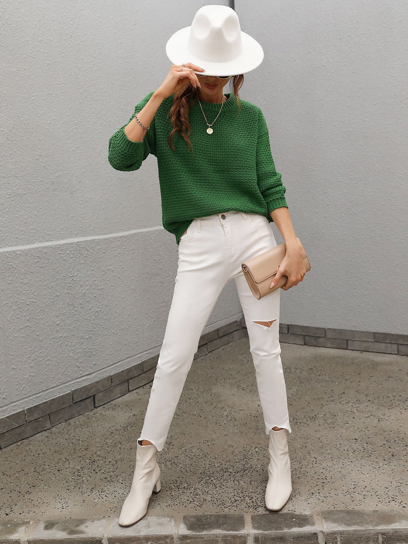 CAUGHT KNIT TOP - GREEN