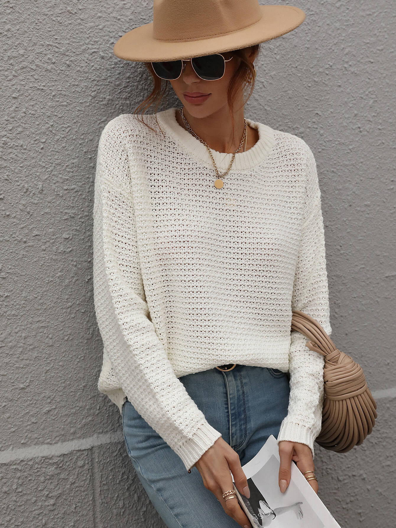 CAUGHT KNIT TOP - WHITE