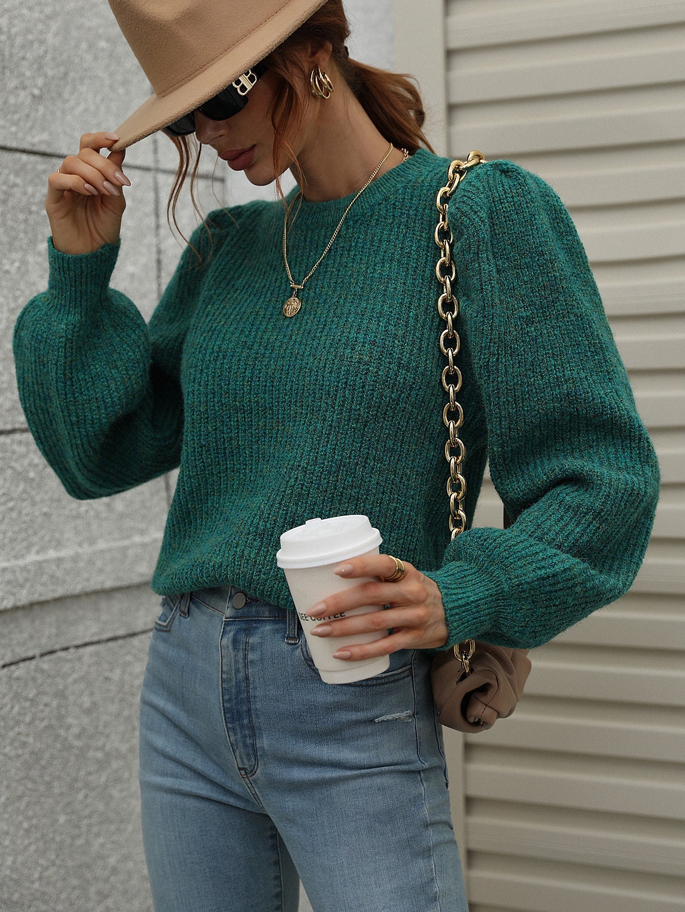HARVIE KNIT TOP - RACING GREEN