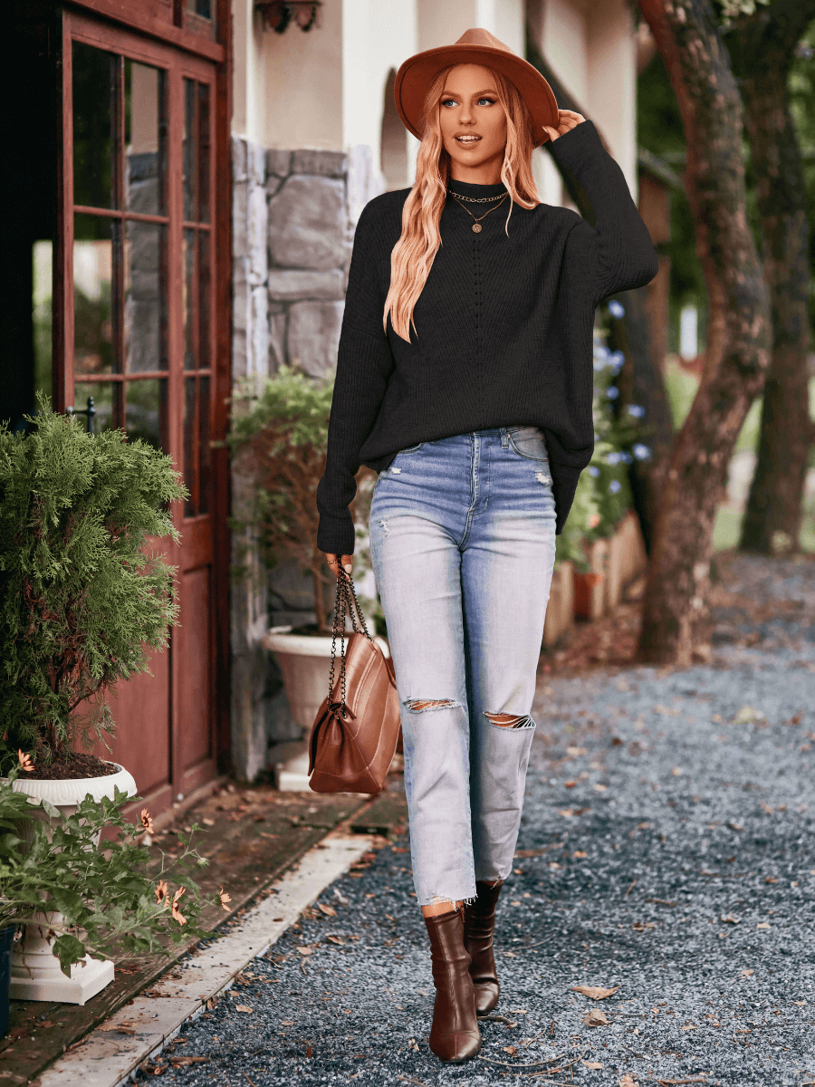 Wiley Relaxed Turtleneck Sweater - Black