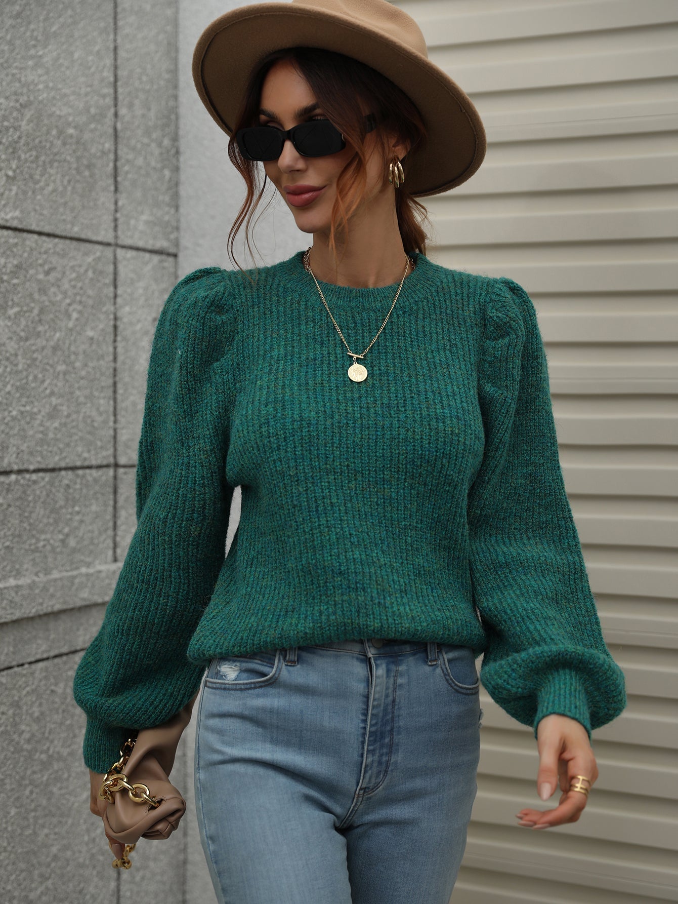 HARVIE KNIT TOP - RACING GREEN