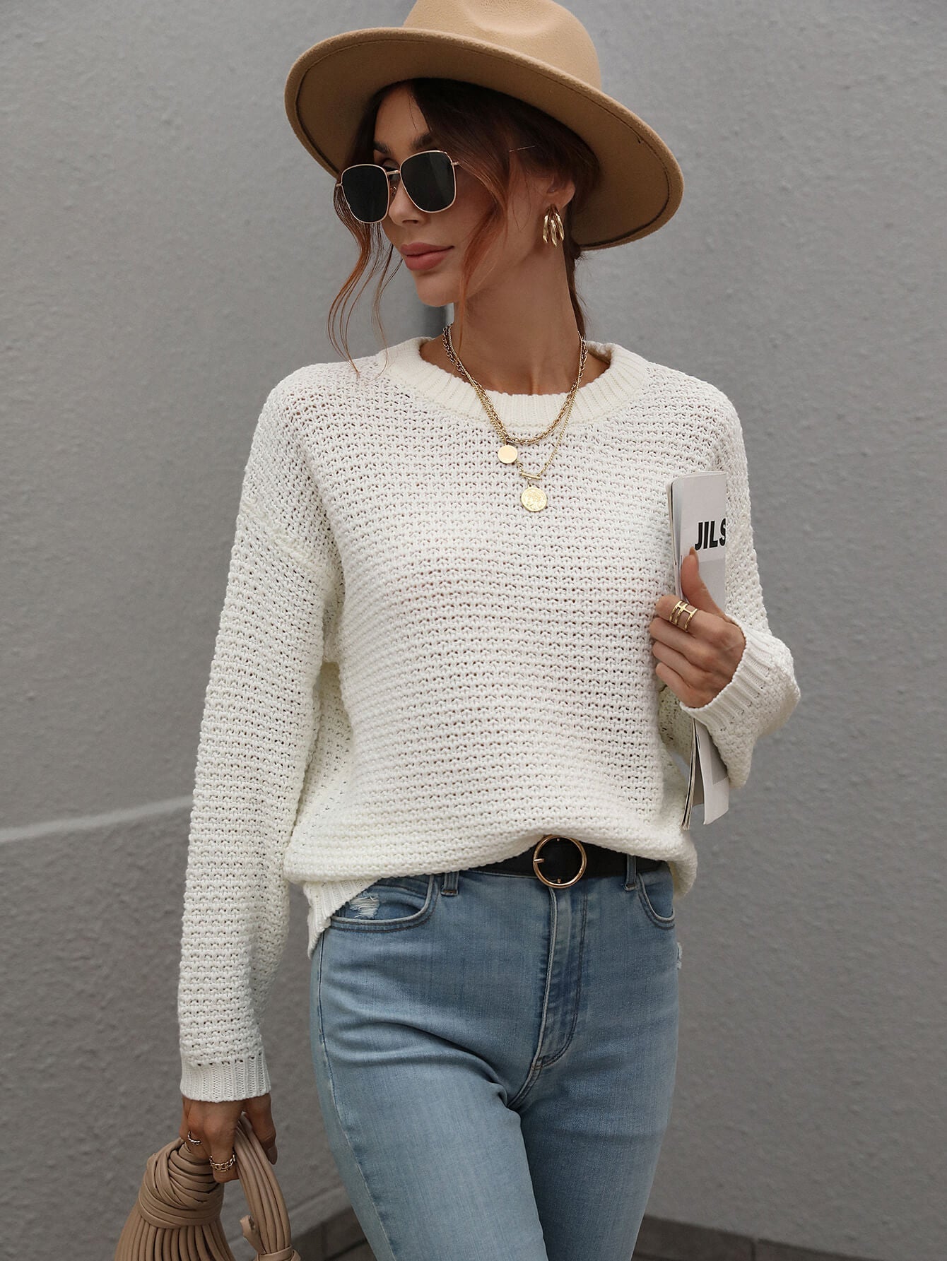 CAUGHT KNIT TOP - WHITE