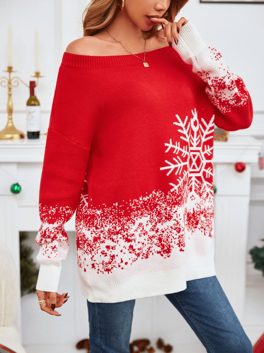 Snowing Out Knit Sweater - Red