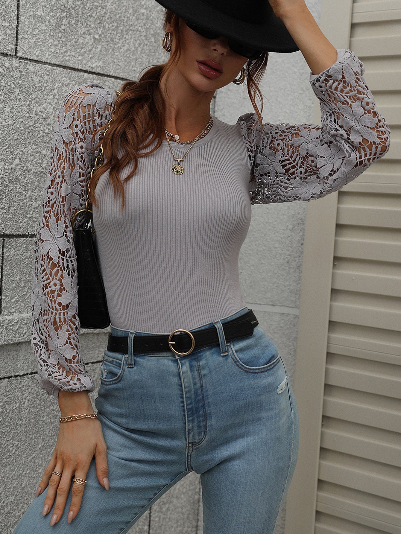 TAYLA KNIT TOP - GREY