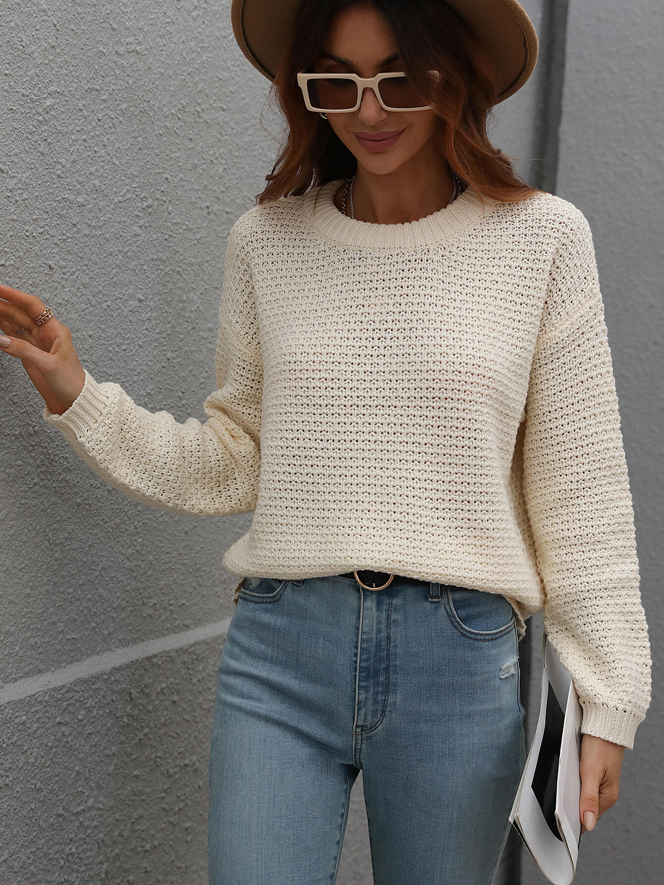 CAUGHT KNIT TOP - CREAM