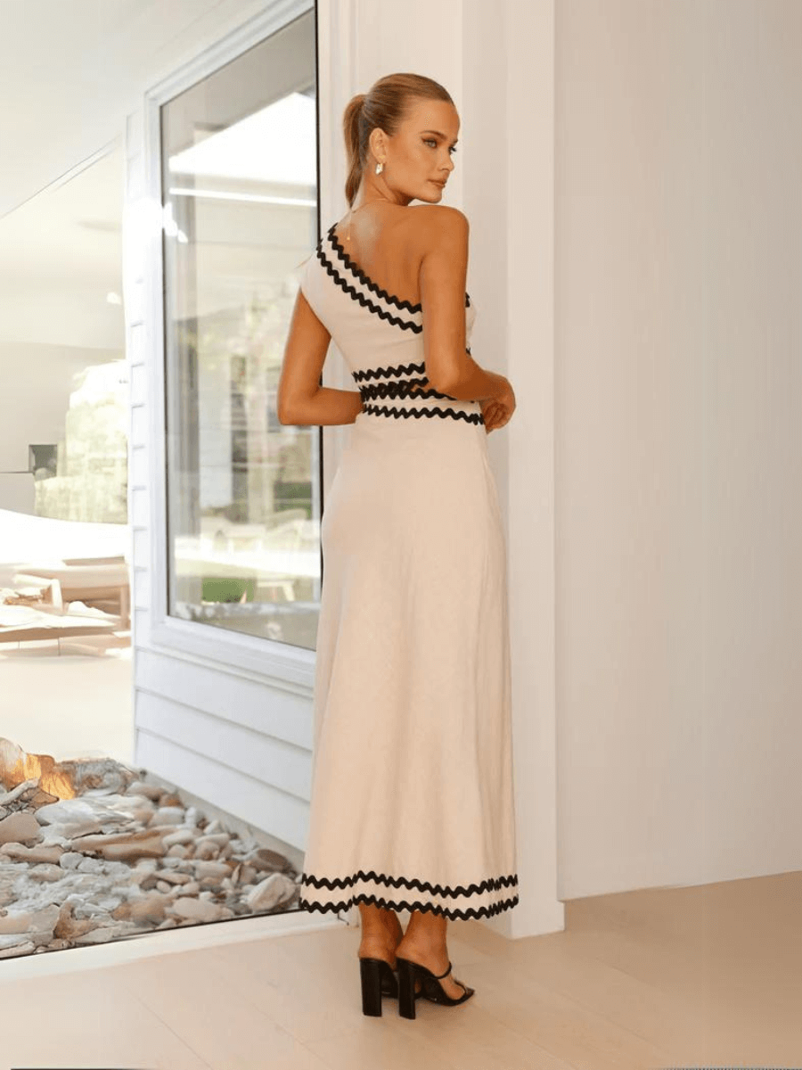 Aubrianna Colorblock Cut-Out Maxi Dress - Beige