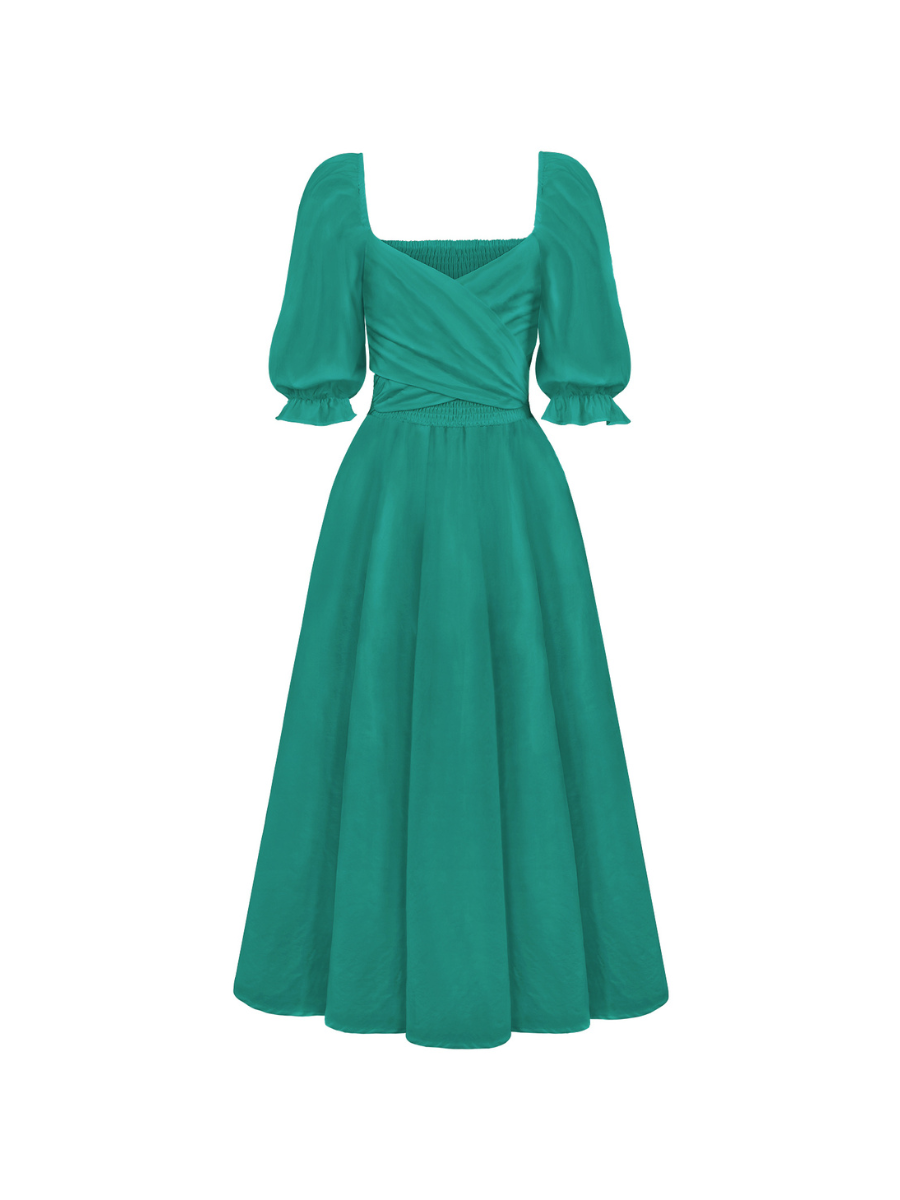 SUNSET SANDS TWO WAY WEARABLE MIDI DRESS - TEAL