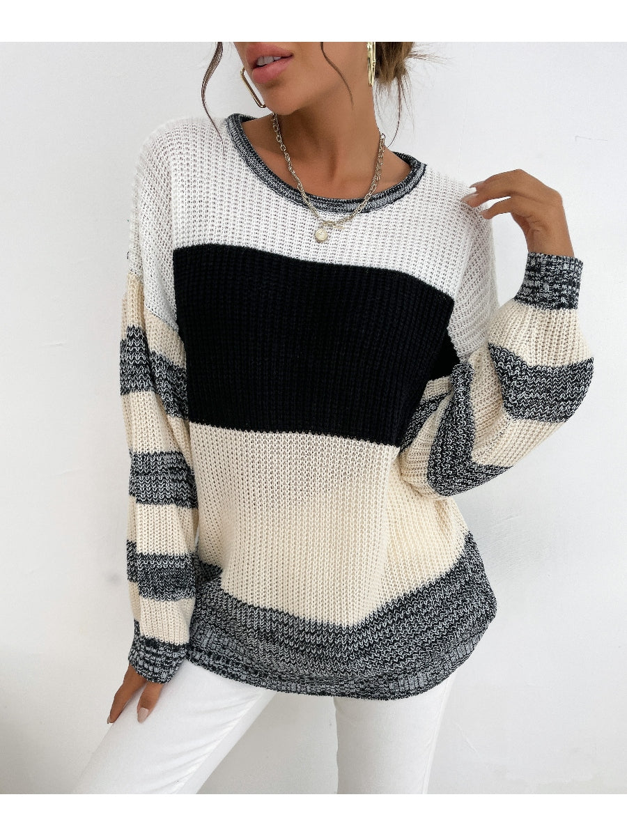 Calistally | Black Grey Stripe Block Sweater