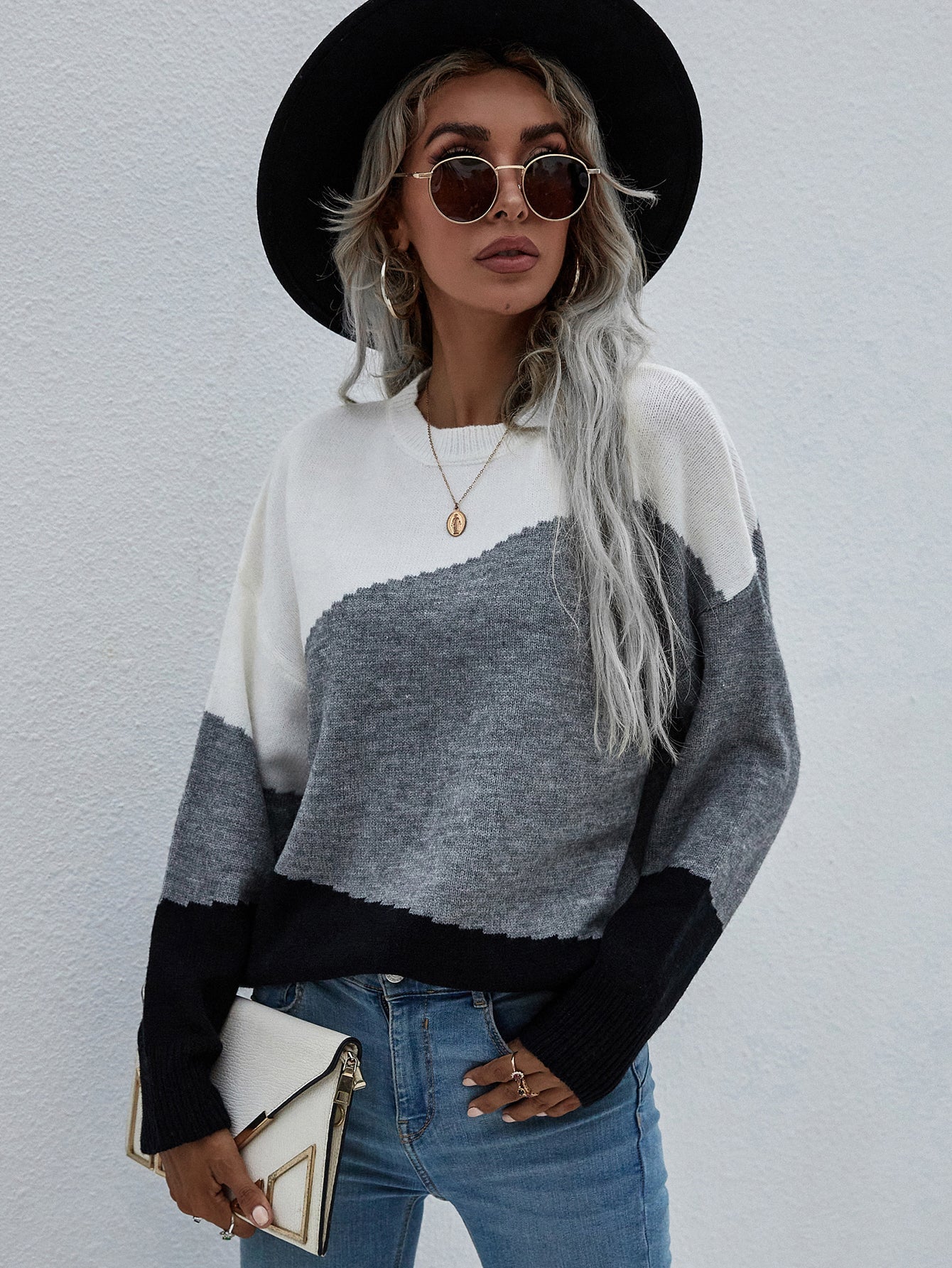Calistally | ELMA Knit Jumper - Grey Block