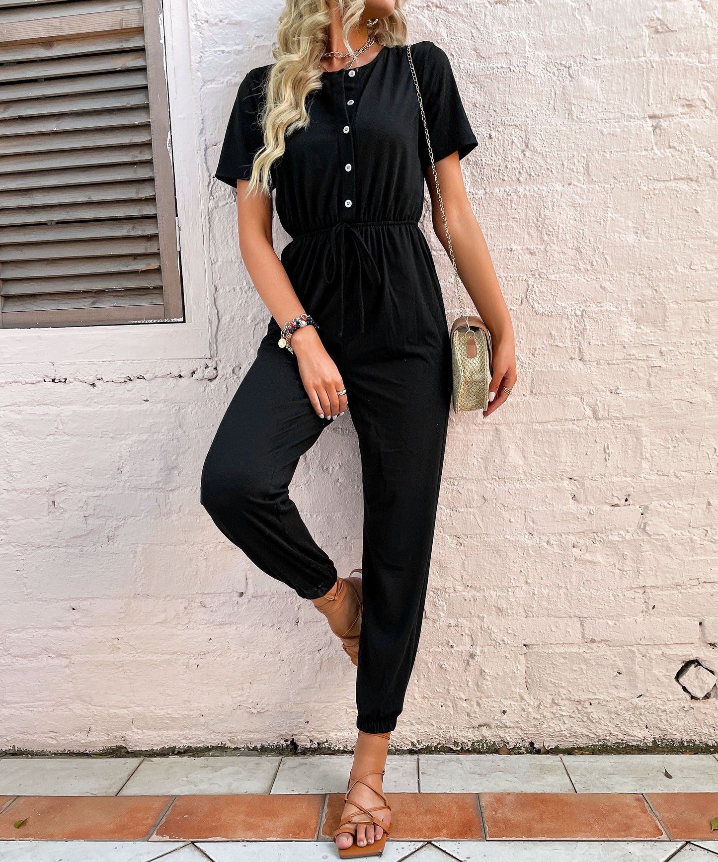 ADVENTURER COTTON BLEND JUMPSUIT - BLACK
