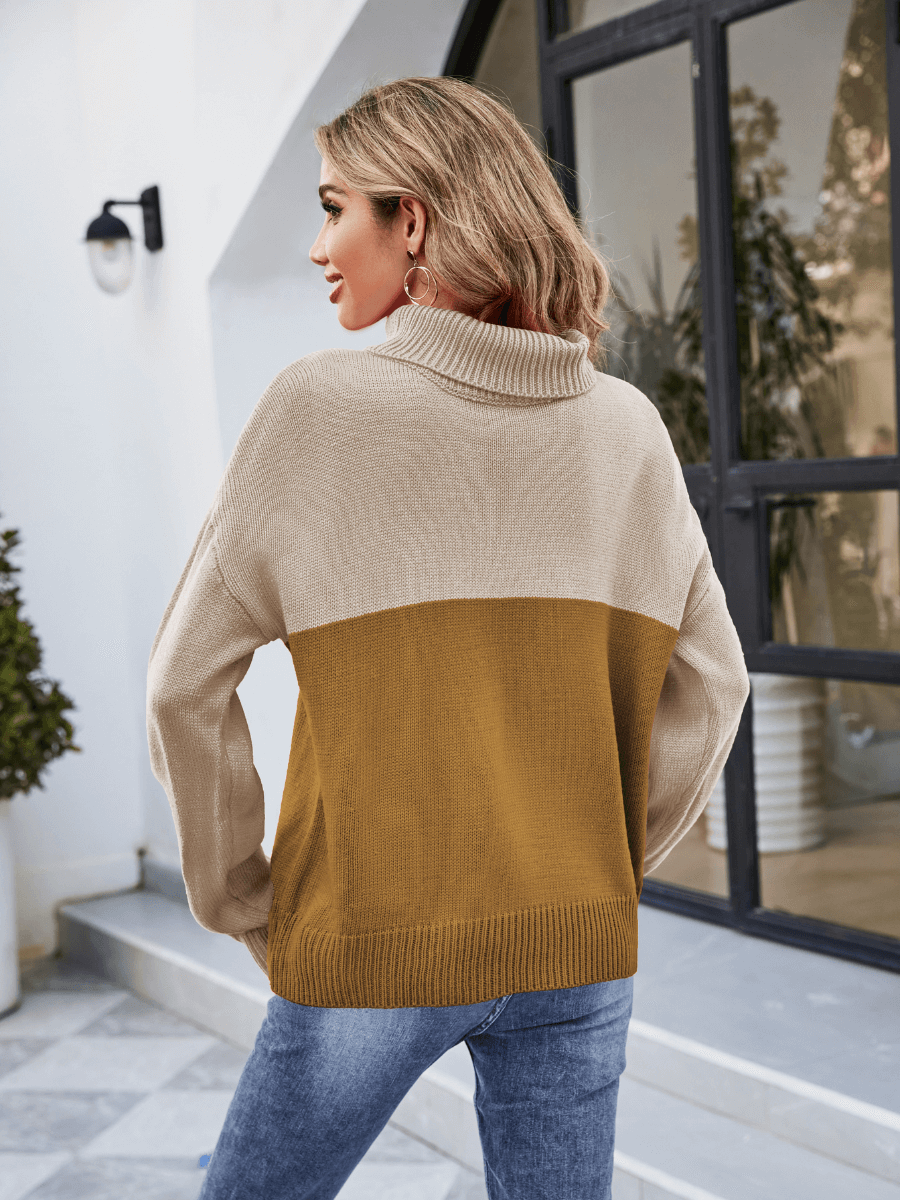 Denver Mock Neck Contrast Knit Sweater