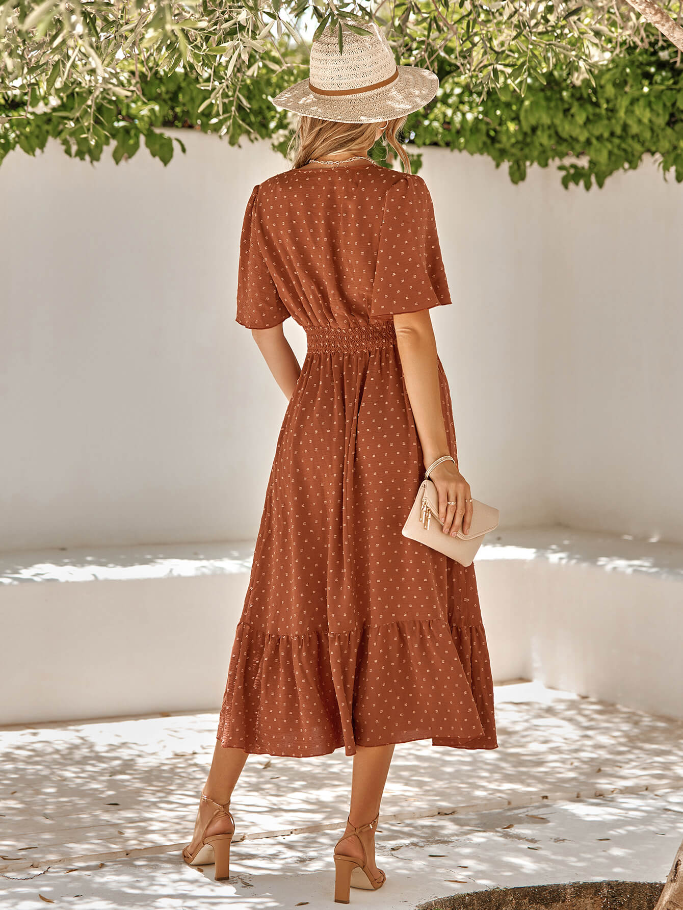SWEETEST ONE POPPIES SHORT SLEEVE MAXI DRESS - BRICK