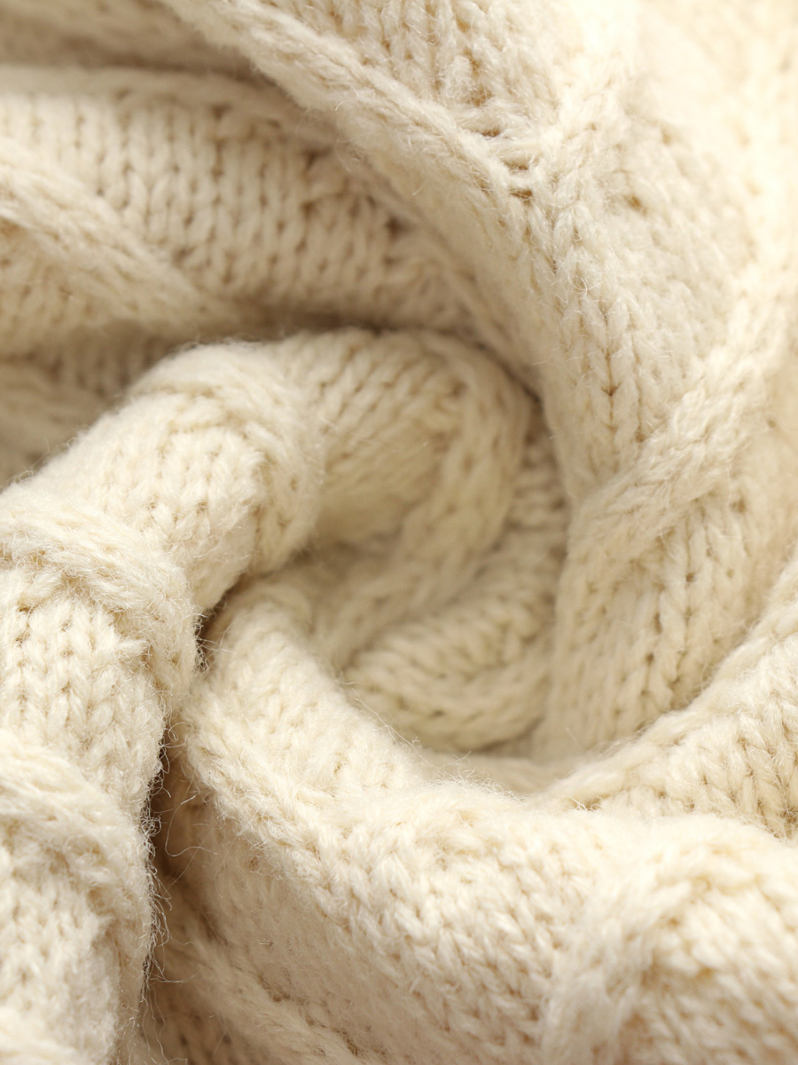 Calistally | Apricot Shoulder Cut-Out Knit Sweater