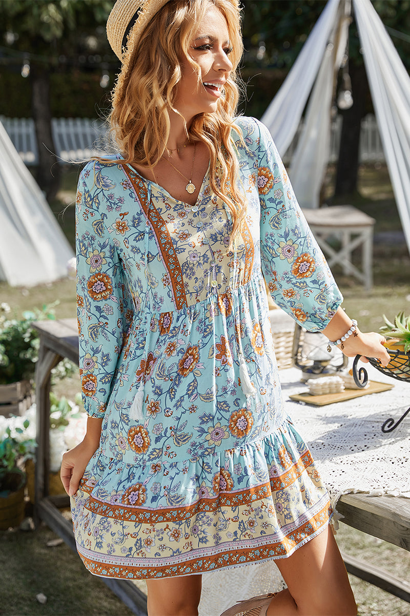 RINA BOHO DRESS - BABY BLUE
