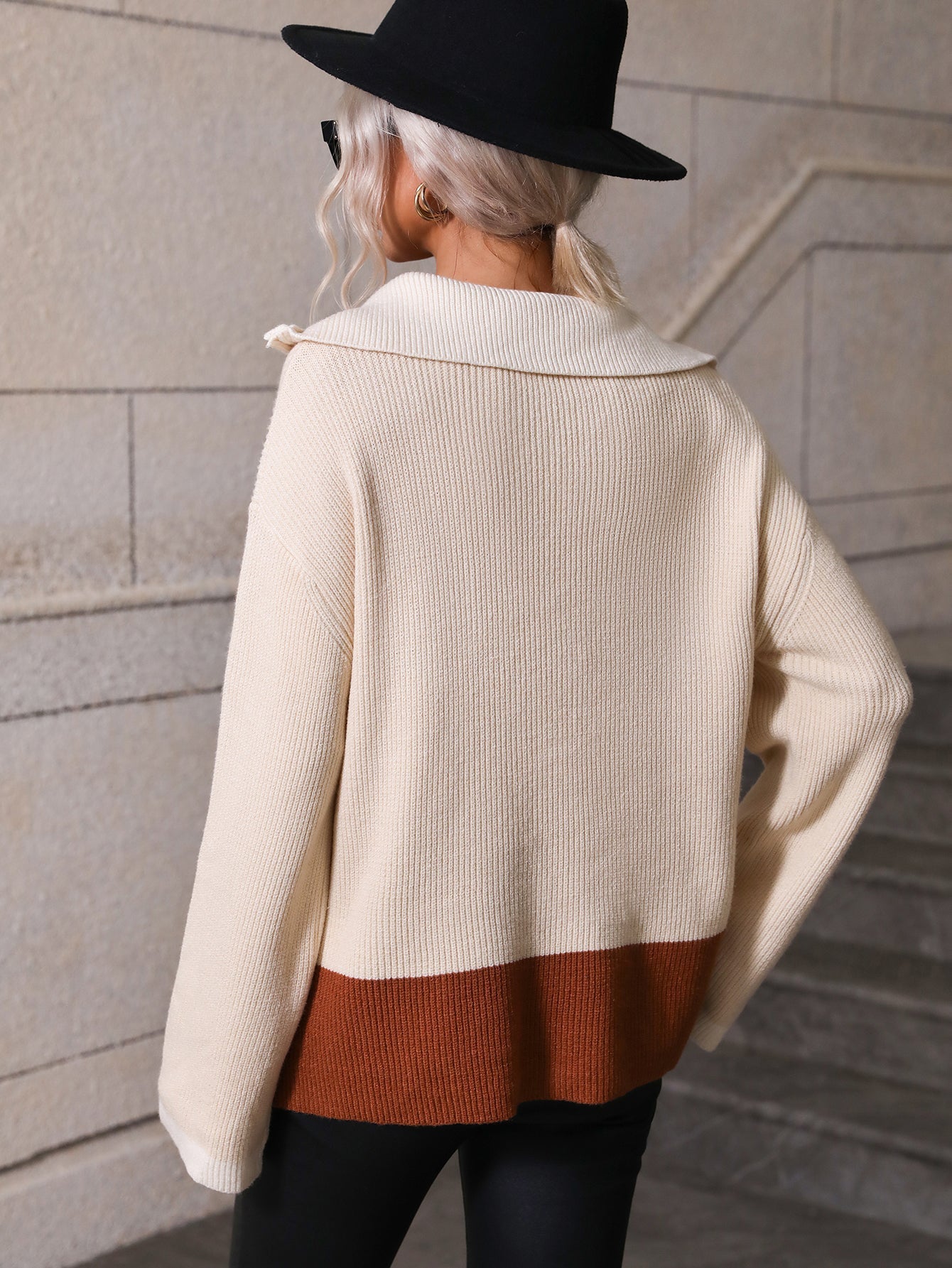 MIND AT EASE KNIT HALF ZIP PULLOVER - BEIGE