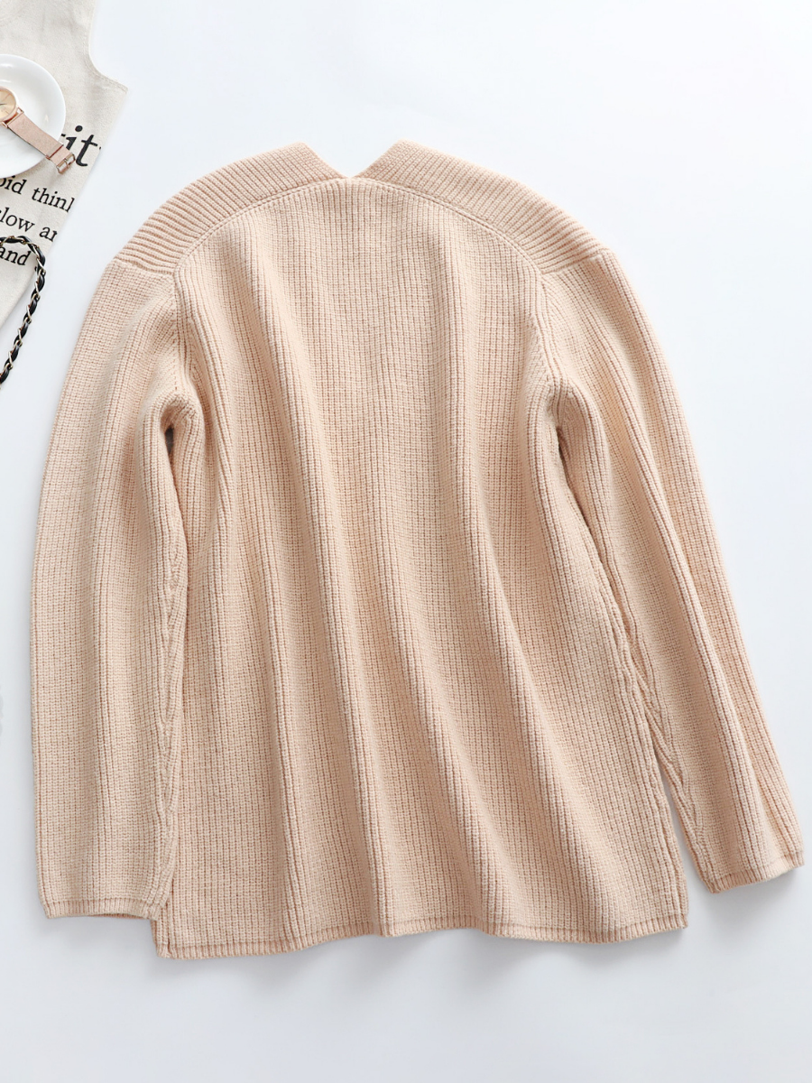 Calistally | Beige Marjorie V-neck Knit Sweater