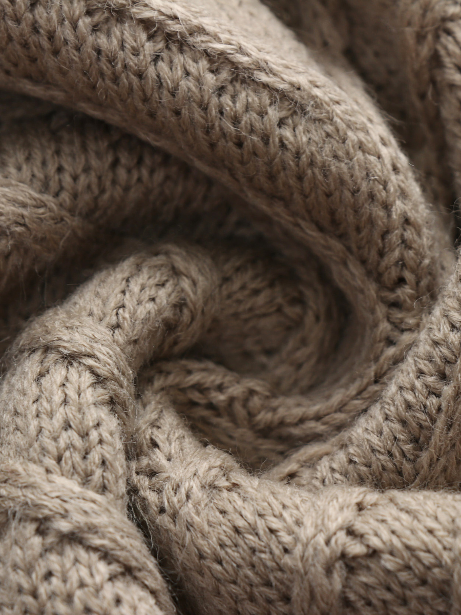 Calistally | Beige Shoulder Cut-Out Knit Sweater
