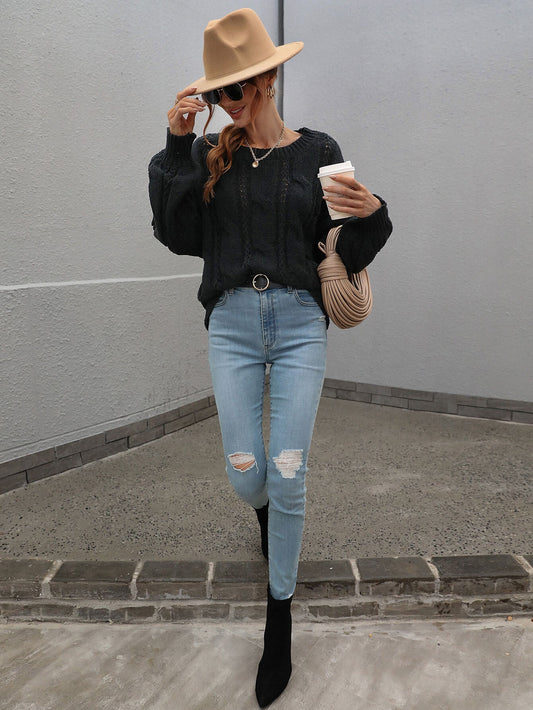 ZINNY KNIT SWEATER - BLACK