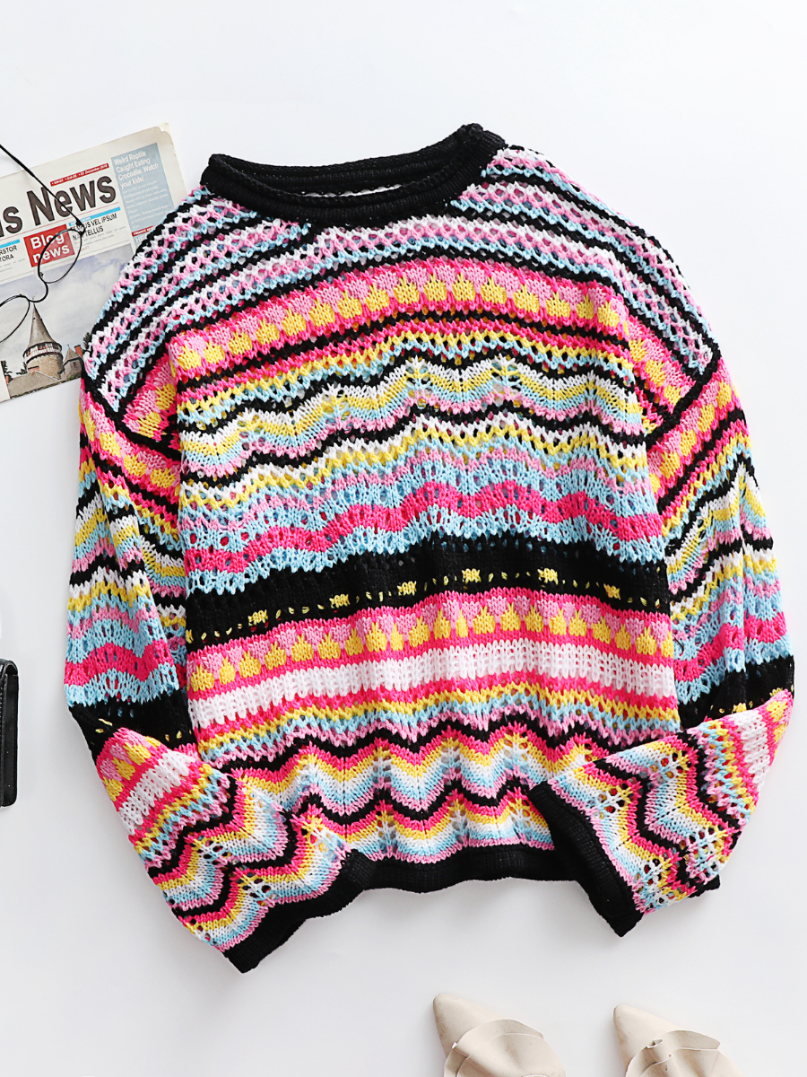 Calistally Doll | MARMO Zig Zag Crochet Knit Top - Black