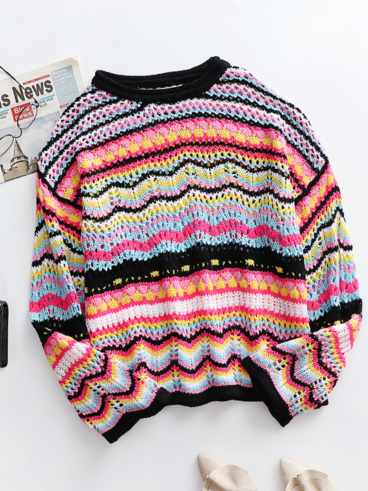 Calistally Doll | MARMO Zig Zag Crochet Knit Top - Black