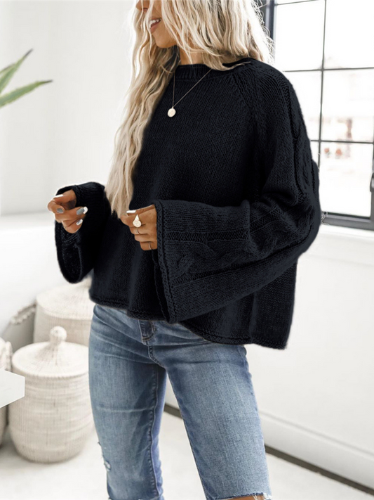 Calistally | PHYLLIS Oversized Sector Sleeve Knit Jumper - Black