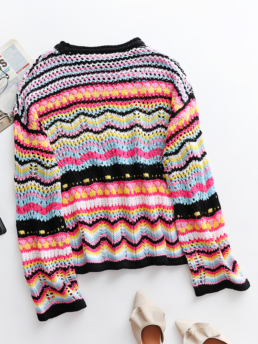 Calistally Doll | MARMO Zig Zag Crochet Knit Top - Black