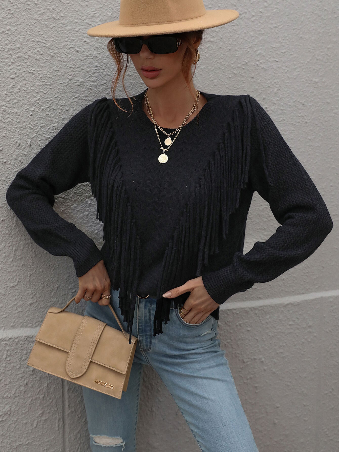 FOREST ADVENTURES KNIT TOP - BLACK