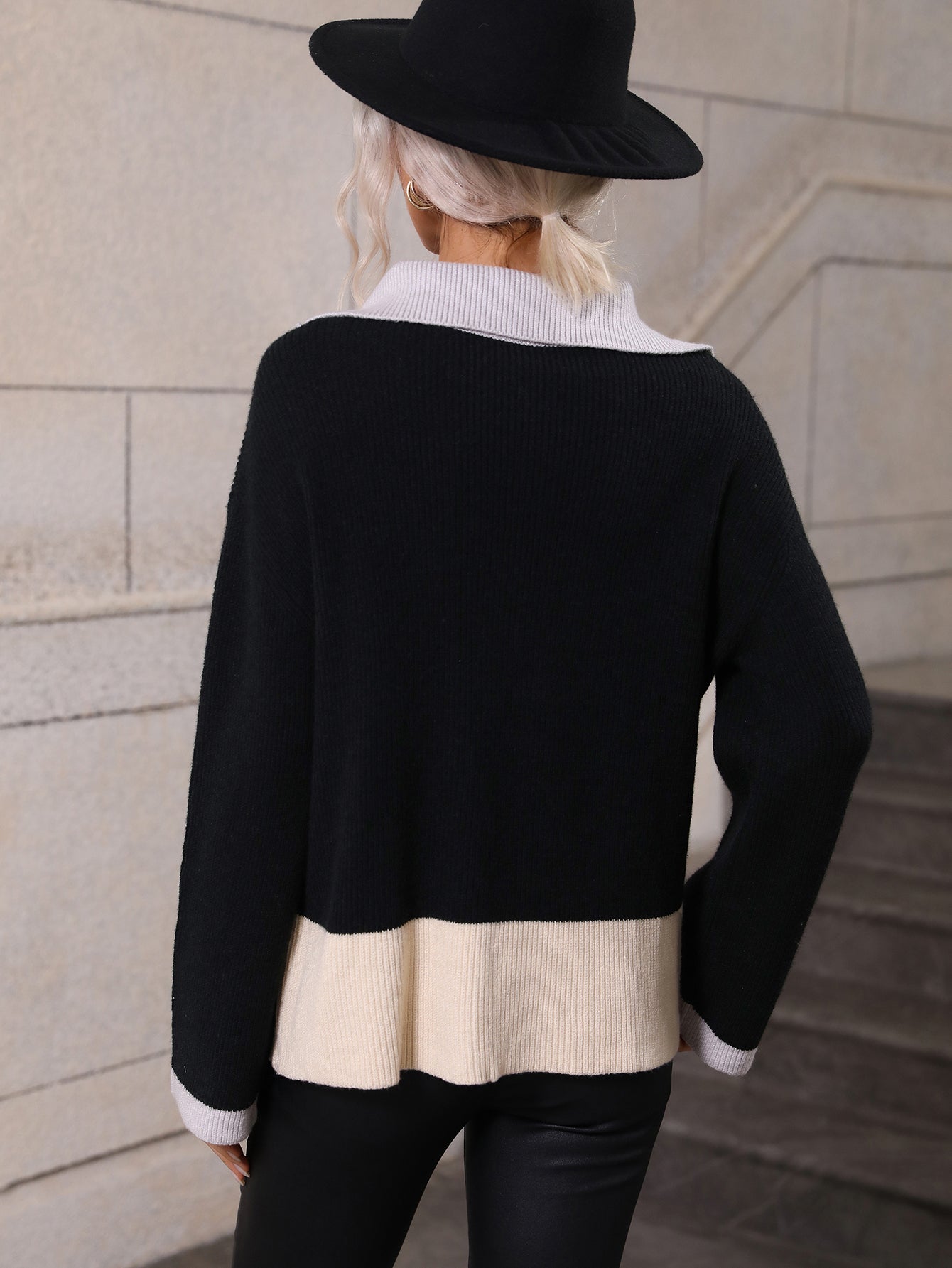 MIND AT EASE KNIT HALF ZIP PULLOVER - BLACK