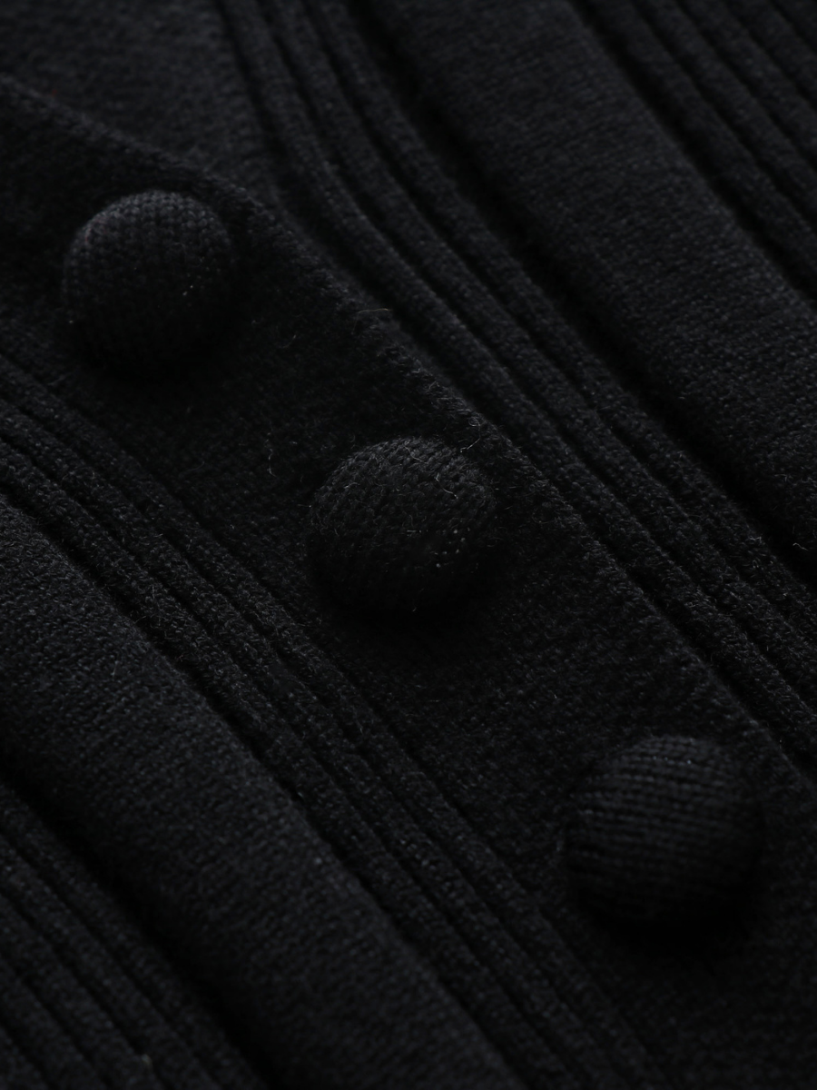 Calistally | TAMIA Bell Cuff Knit Shirt Jacket - Black