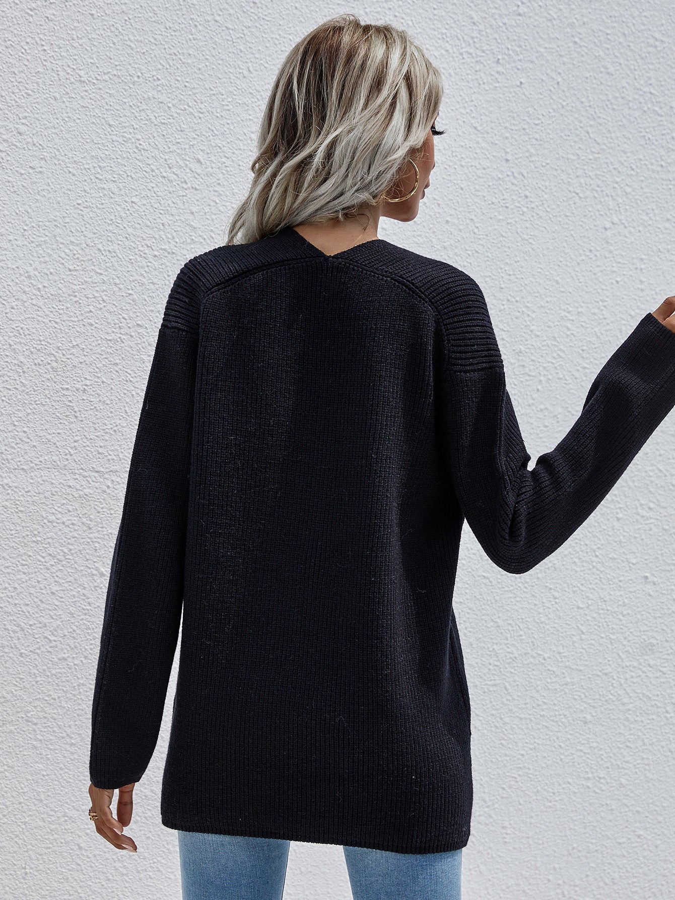 Calistally | Black Marjorie V-neck Knit Sweater
