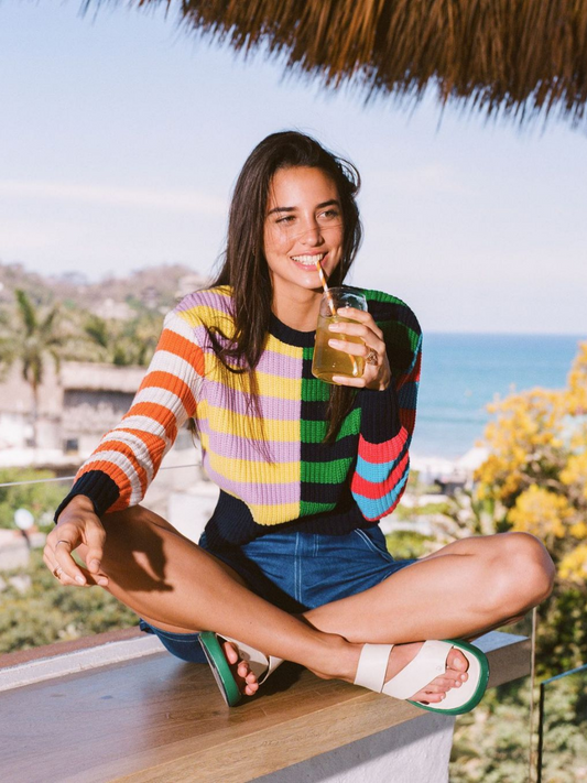Calistally | ROBERTA Stripe Multi Color Knit Top