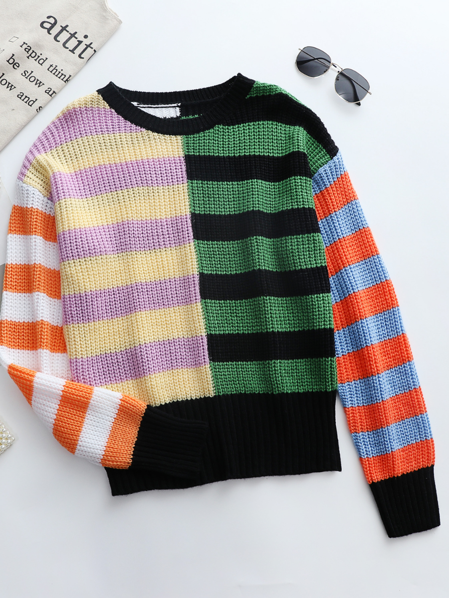 Calistally | ROBERTA Stripe Multi Color Knit Top