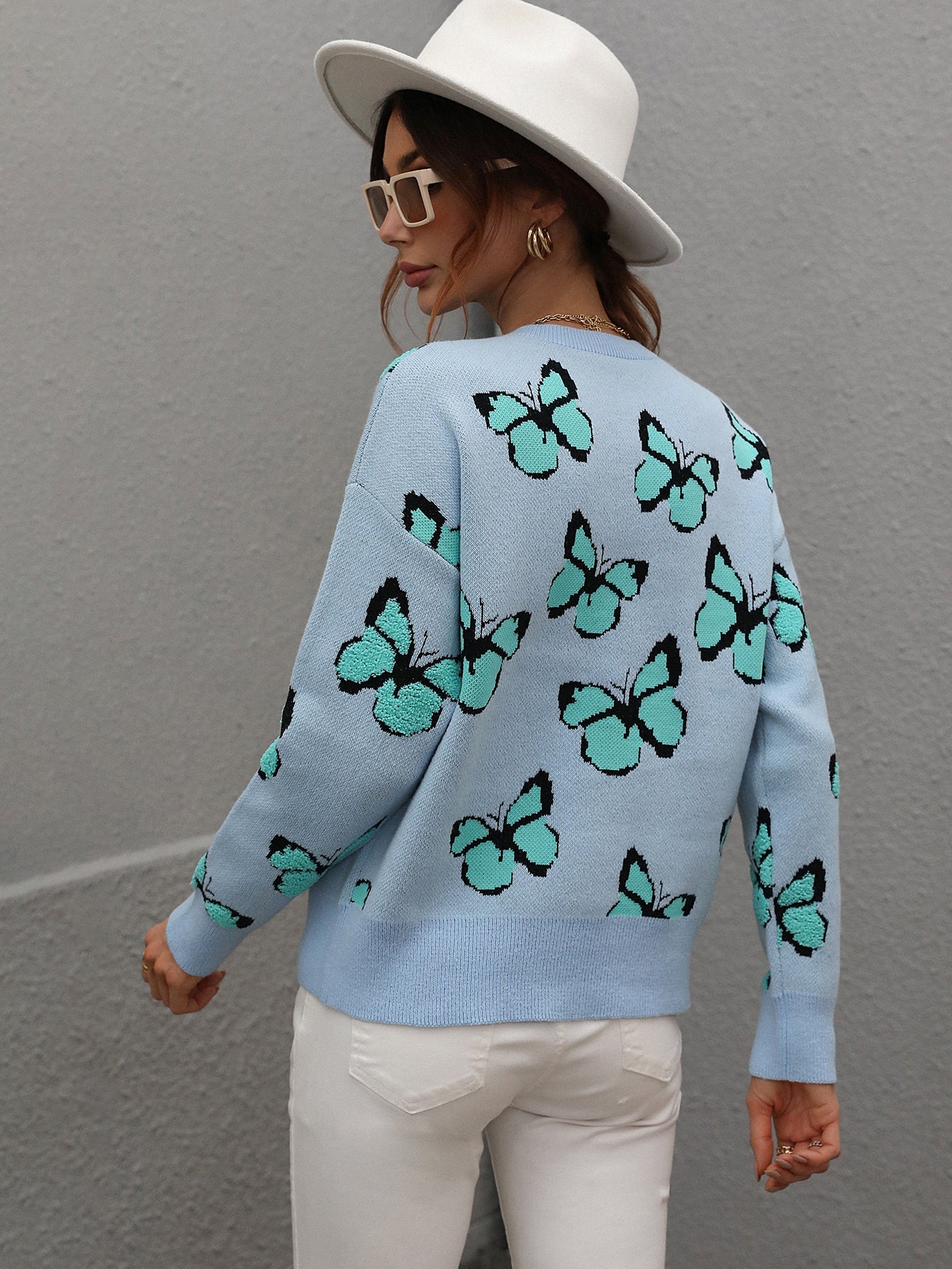 BUTTERFLY KNIT TOP - BLUE
