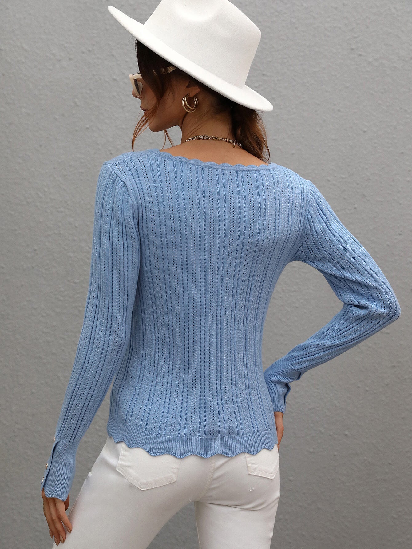 SHELL KNIT TOP - BLUE